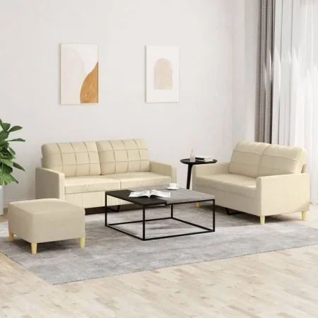 Juego de sofás con cojines 3 piezas tela crema de vidaXL, Sofás - Ref: Foro24-3201284, Precio: 428,38 €, Descuento: %