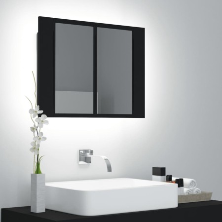 Armario espejo de baño con luz LED acrílico negro 60x12x45 cm de vidaXL, Tocadores de baño - Ref: Foro24-804957, Precio: 53,6...