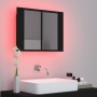 Armario espejo de baño con luz LED acrílico negro 60x12x45 cm de vidaXL, Tocadores de baño - Ref: Foro24-804957, Precio: 53,6...