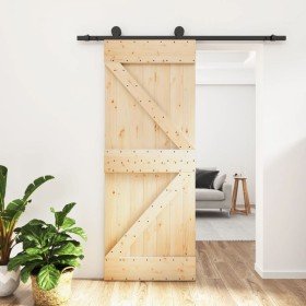 Puerta corredera con herrajes madera maciza de pino 70x210 cm en Puertas | Comprar online en Foru.es