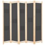 Biombo divisor 5 paneles de tela gris 200x170x4 cm de vidaXL, Divisores de ambientes - Ref: Foro24-248177, Precio: 70,22 €, D...