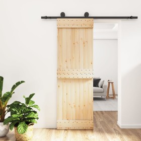 Puerta corredera con herrajes madera maciza de pino 70x210 cm en Puertas | Comprar online en Foru.es