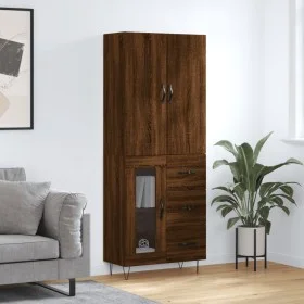 Aparador alto madera contrachapada marrón roble 69,5x34x180 cm de vidaXL, Aparadores - Ref: Foro24-3198104, Precio: 162,91 €,...
