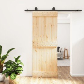 Puerta corredera con herrajes madera maciza de pino 80x210 cm en Puertas | Comprar online en Foru.es