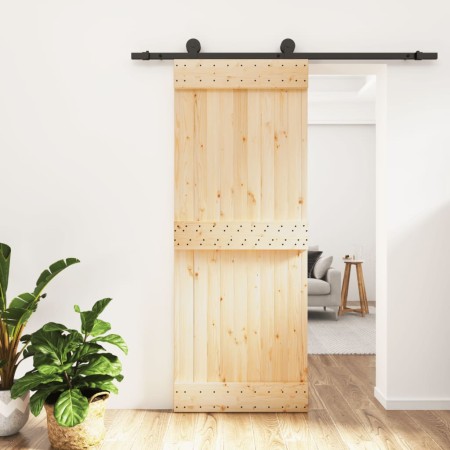 Puerta corredera con herrajes madera maciza de pino 80x210 cm en Puertas | Comprar online en Foru.es