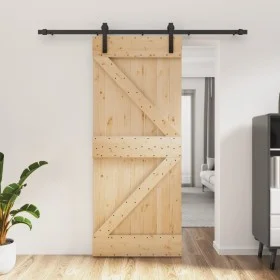 Puerta corredera con herrajes madera maciza de pino 85x210 cm de vidaXL, Puertas - Ref: Foro24-3202984, Precio: 171,20 €, Des...