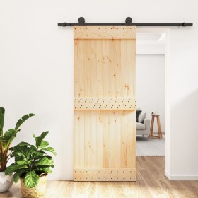 Puerta corredera con herrajes madera maciza de pino 85x210 cm en Puertas | Comprar online en Foru.es