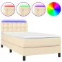 Boxspringbett-Matratze und LED-Leuchten, cremefarbener Stoff, 90 x 200 cm von vidaXL, Betten und Lattenroste - Ref: Foro24-31...