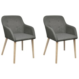 Sillas de comedor 2 uds tela gris claro y madera maciza roble de vidaXL, Sillas de comedor - Ref: Foro24-241156, Precio: 231,...