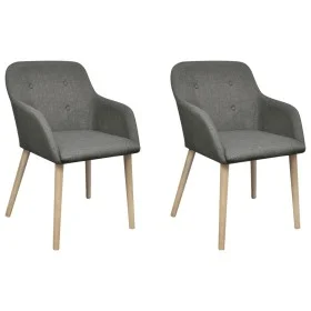 Sillas de comedor 2 uds tela gris claro y madera maciza roble de vidaXL, Sillas de comedor - Ref: Foro24-241156, Precio: 227,...