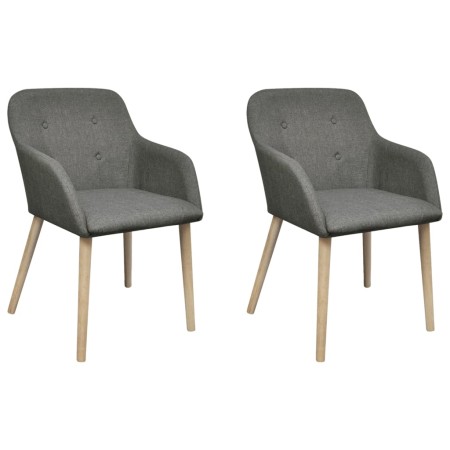 Sillas de comedor 2 uds tela gris claro y madera maciza roble de vidaXL, Sillas de comedor - Ref: Foro24-241156, Precio: 231,...