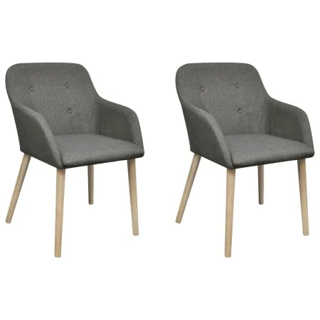 Sillas de comedor 2 uds tela gris claro y madera maciza roble de vidaXL, Sillas de comedor - Ref: Foro24-241156, Precio: 227,...