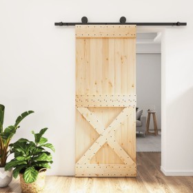 Puerta corredera con herrajes madera maciza de pino 85x210 cm en Puertas | Comprar online en Foru.es