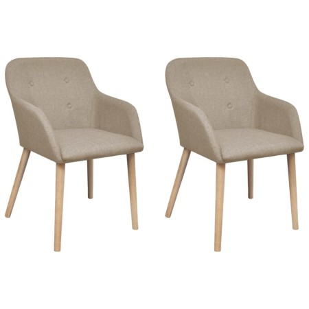 Sillas de comedor 2 uds tela beige y madera maciza de roble de vidaXL, Sillas de comedor - Ref: Foro24-241155, Precio: 237,47...