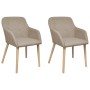 Sillas de comedor 2 uds tela beige y madera maciza de roble de vidaXL, Sillas de comedor - Ref: Foro24-241155, Precio: 237,47...