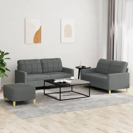 Juego de sofás con cojines 3 piezas tela gris oscuro de vidaXL, Sofás - Ref: Foro24-3201283, Precio: 448,44 €, Descuento: %