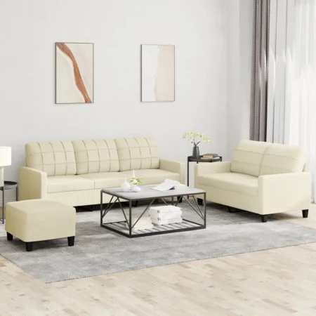 Juego de sofás con cojines 3 piezas cuero sintético crema de vidaXL, Sofás - Ref: Foro24-3201384, Precio: 474,02 €, Descuento: %