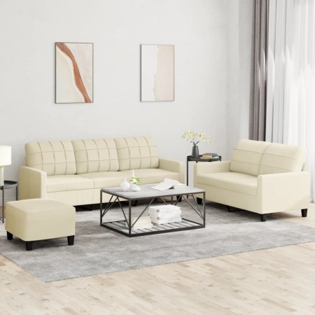 Juego de sofás con cojines 3 piezas cuero sintético crema de vidaXL, Sofás - Ref: Foro24-3201384, Precio: 482,11 €, Descuento: %