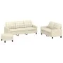 Cream synthetic leather 3-piece sofa set with cushions by vidaXL, Sofas - Ref: Foro24-3201384, Price: 474,02 €, Discount: %