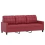 Juego de sofás con cojines 3 piezas cuero sintético rojo tinto de vidaXL, Sofás - Ref: Foro24-3201386, Precio: 502,86 €, Desc...