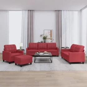 Sofagarnitur mit Kissen 4-teilig aus rotem Kunstleder von vidaXL, Sofas - Ref: Foro24-3201346, Preis: 658,24 €, Rabatt: %
