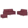 Sofagarnitur mit Kissen 3-teilig aus rotem Stoff von vidaXL, Sofas - Ref: Foro24-3201288, Preis: 437,48 €, Rabatt: %