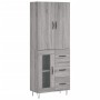 Aparador alto madera contrachapada gris sonoma 69,5x34x180 cm de vidaXL, Aparadores - Ref: Foro24-3198103, Precio: 164,61 €, ...