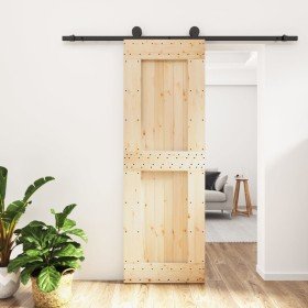 Puerta corredera con herrajes madera maciza de pino 70x210 cm en Puertas | Comprar online en Foru.es
