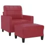 Sillón con taburete cuero sintético rojo tinto 60 cm de vidaXL, Sofás - Ref: Foro24-3201012, Precio: 211,28 €, Descuento: %