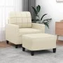 Sillón con taburete cuero sintético color crema 60 cm de vidaXL, Sofás - Ref: Foro24-3201010, Precio: 186,18 €, Descuento: %