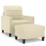 Sillón con taburete cuero sintético color crema 60 cm de vidaXL, Sofás - Ref: Foro24-3201010, Precio: 186,18 €, Descuento: %