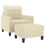 Sillón con taburete cuero sintético color crema 60 cm de vidaXL, Sofás - Ref: Foro24-3201010, Precio: 186,18 €, Descuento: %