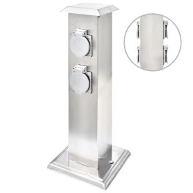 Columna con enchufes para el jardín acero inoxidable negro de vidaXL, Enchufes de pared - Ref: Foro24-41236, Precio: 55,03 €,...
