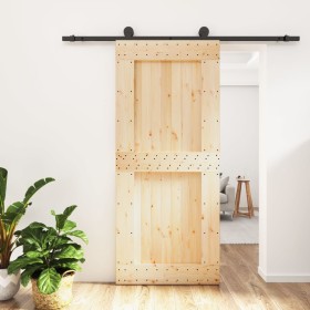 Puerta corredera con herrajes madera maciza de pino 90x210 cm en Puertas | Comprar online en Foru.es