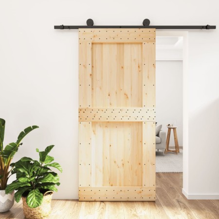 Puerta corredera con herrajes madera maciza de pino 95x210 cm en Puertas | Comprar online en Foru.es