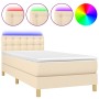Cama box spring con colchón y LED tela crema 90x200 cm de vidaXL, Camas y somieres - Ref: Foro24-3134010, Precio: 284,63 €, D...