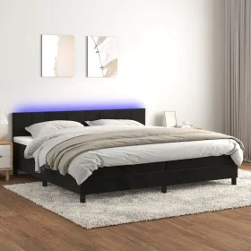 Cama box spring colchón y LED terciopelo negro 200x200 cm de vidaXL, Camas y somieres - Ref: Foro24-3134425, Precio: 586,81 €...