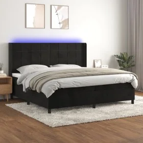 Cama box spring colchón y LED terciopelo negro 200x200 cm de vidaXL, Camas y somieres - Ref: Foro24-3139585, Precio: 662,17 €...