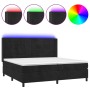 Cama box spring colchón y LED terciopelo negro 200x200 cm de vidaXL, Camas y somieres - Ref: Foro24-3139585, Precio: 673,01 €...