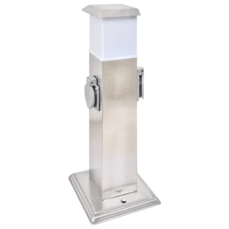 Columna con enchufes de jardín con lámpara acero inoxidable de vidaXL, Enchufes de pared - Ref: Foro24-41238, Precio: 47,67 €...