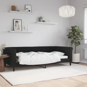 Black velvet sofa bed 100x200 cm by vidaXL, Beds and slatted bases - Ref: Foro24-354255, Price: 195,71 €, Discount: %