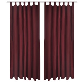 2 cortinas micro-satinadas con trabillas color burdeos, 140 x 175 cm de vidaXL, Cortinas y visillos - Ref: Foro24-130362, Pre...