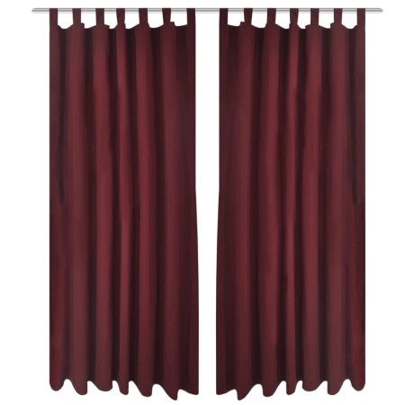 2 cortinas micro-satinadas con trabillas color burdeos, 140 x 175 cm de vidaXL, Cortinas y visillos - Ref: Foro24-130362, Pre...