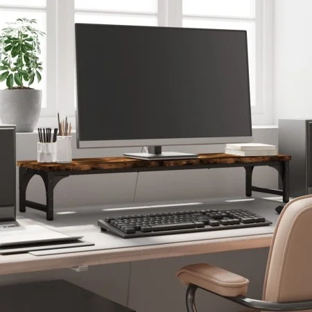 Soporte pantalla madera ingeniería roble ahumado 85x23x15,5 cm de vidaXL, Bases y elevadores para ordenadores - Ref: Foro24-8...