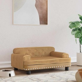 Cama para perros de terciopelo marrón 70x45x30 cm en Camas para perros | Comprar online en Foru.es