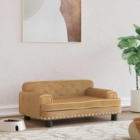 Cama para perros de terciopelo marrón 70x45x30 cm en Camas para perros | Comprar online en Foru.es