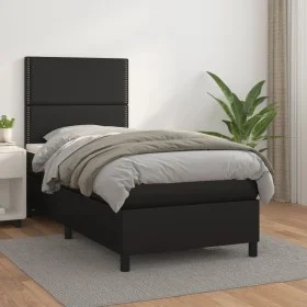 Cama box spring con colchón cuero sintético negro 90x190 cm de vidaXL, Camas y somieres - Ref: Foro24-3142755, Precio: 310,70...