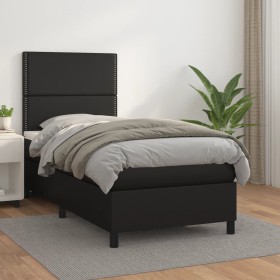 Cama box spring con colchón cuero sintético negro 90x190 cm de vidaXL, Camas y somieres - Ref: Foro24-3142755, Precio: 317,85...