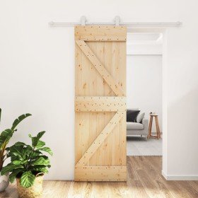 Puerta corredera con herrajes madera maciza de pino 70x210 cm en Puertas | Comprar online en Foru.es