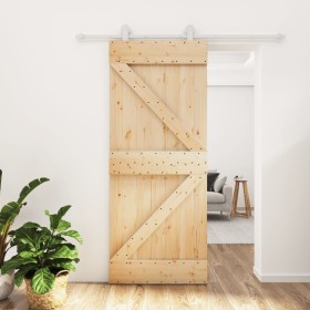 Puerta corredera con herrajes madera maciza de pino 85x210 cm en Puertas | Comprar online en Foru.es